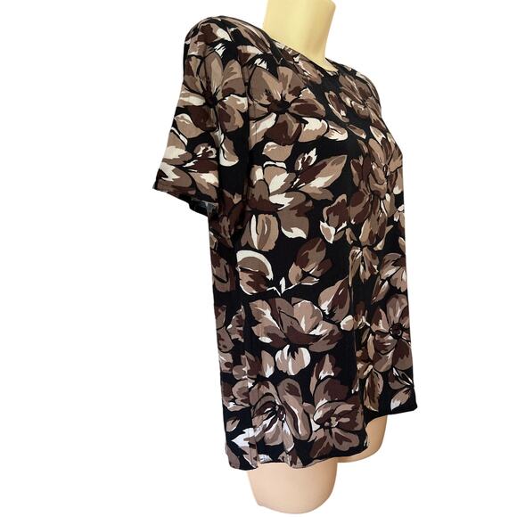 Petite Sophisticate size Small Challis Floral Leaf Print Blouse Vintage - Picture 3 of 10